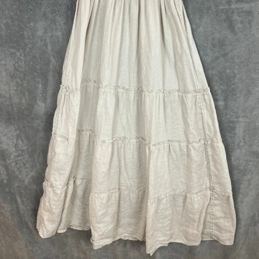 Quince 100% European Linen Smocked Midi Dress Womens S Tiered Boho Cottagecore - Picture 6 of 11